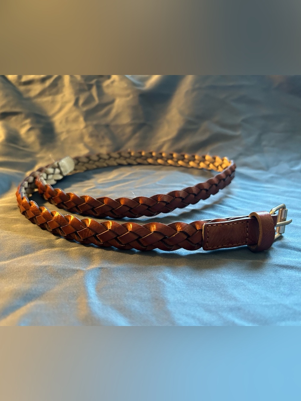 Braided Leather Belt for Women - Brown